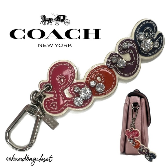 COACH Rhinestone Script Pop Love Charm Purse Charm Keychain Key Chain 92750 - Picture 1 of 8